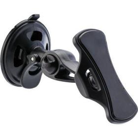 ABS adjustable mobile phone holder for in the car, with a large suction cup on the bottom for fastening to the dashboard or window; the holder is made of sticky silicone to hold the phone.