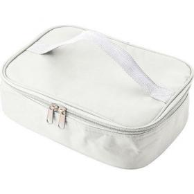 Cooler bag in a polyester material with a plastic lunch box. 