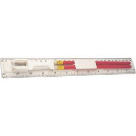 30cm Plastic ruler with two pencils.