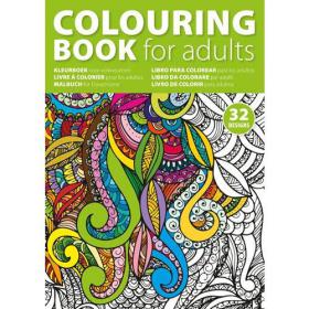 A4 adults colouring book with 64 designs on 32 x 250gsm pages.