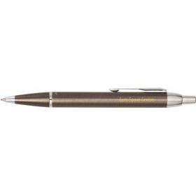 Parker IM metal ballpen with accents in chrome and blue ink, supplied in a gift box.