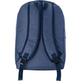 Polyester laptop backpack in denim look, with one large front zipped pocket, one large, soft padded main compartment and soft padded adjustable shoulder straps. 