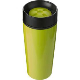 Stainless steel 450ml travel mug a plastic interior.