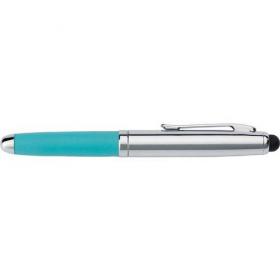 Steel ballpen with silicone barrel. 