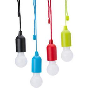Plastic pull lamp with a 1W, white LED light. 