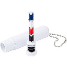 Plastic cleaning roller for clothes with an integral sewing kit and attached to a metal key chain. 