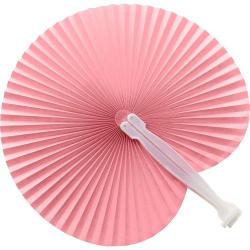 Cheap Stationery Supply of Paper hand held fan with plastic handle Office Statationery