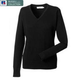 E158 Russell Collection Ladies V-Neck Knitted Sweatshirt