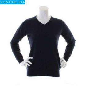 E158 Kustom Kit ladies Arundel Long Sleeve V-Neck Sweatshirt