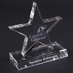 E145 16cm Optical Crystal 5 Pointed Star Award